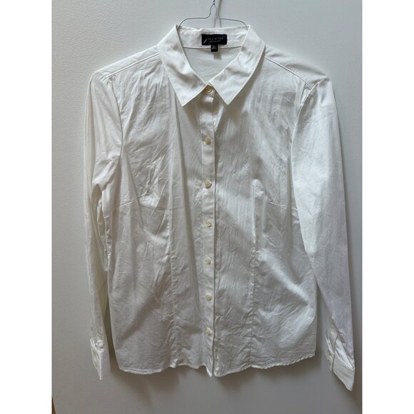 The Limited Womens Essential White Button-Up Shirt Large 97% Cotton 3% Spandex - Picture 1 of 3